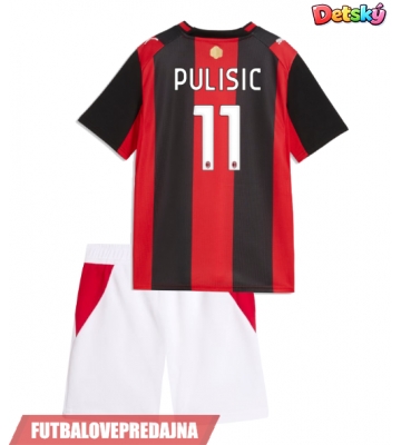 Lacne Dětský Futbalové dres AC Milan Christian Pulisic #11 2026-27 Krátky Rukáv - Domáci (+ trenírky)